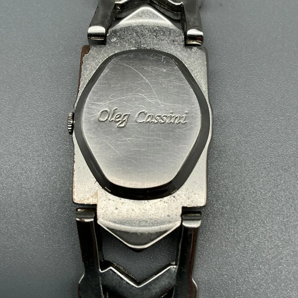 Vintage Oleg Cassini Womens Watch 18mm Marcasite Silver Tone New Battery 7.25